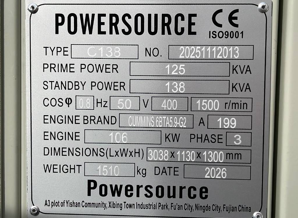 Cummins 6BTA5.9-G2 - 138 kVA Generator - DPX-19836