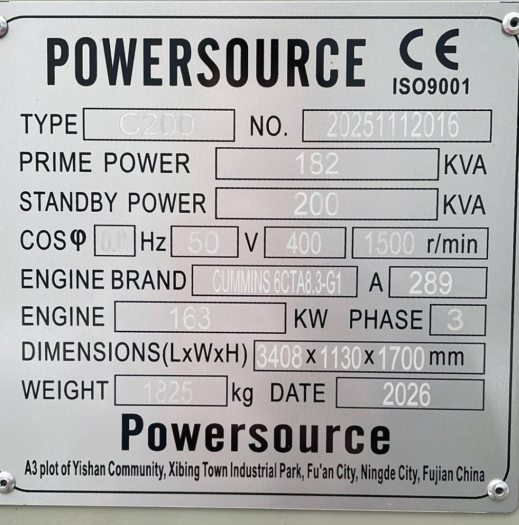 Cummins 6CTA8.3-G1 - 200 kVA Generator - DPX-19839