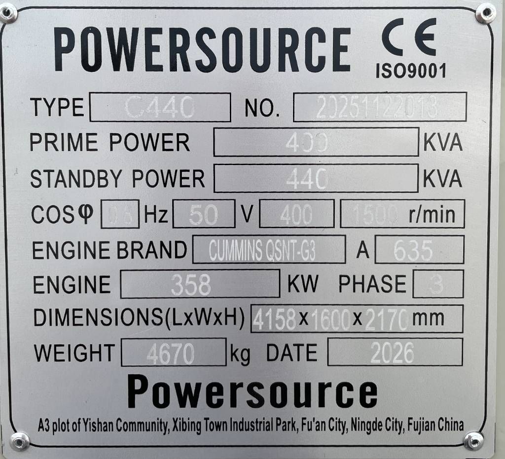 Cummins QSNT-G3 - 440 kVA Generator - DPX-19844