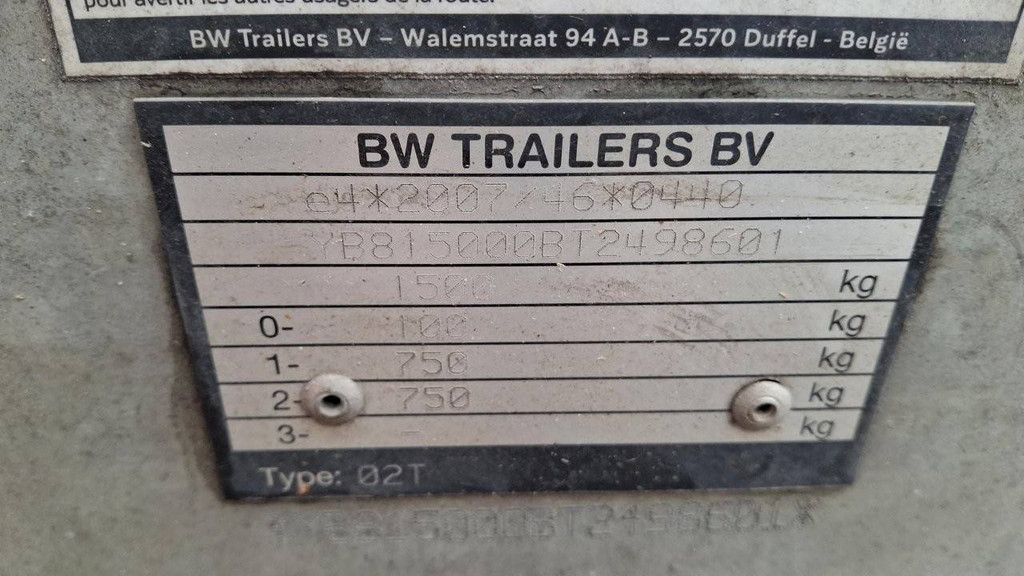 Trailer BW Trailers 02T 1500kg 3.00x1.50x0.70m