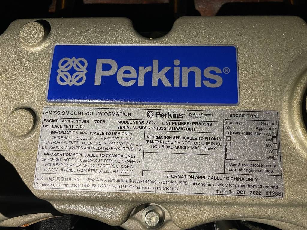 Perkins Perkins 1106C-70TA - 220 kVA Generator - DPX-20012