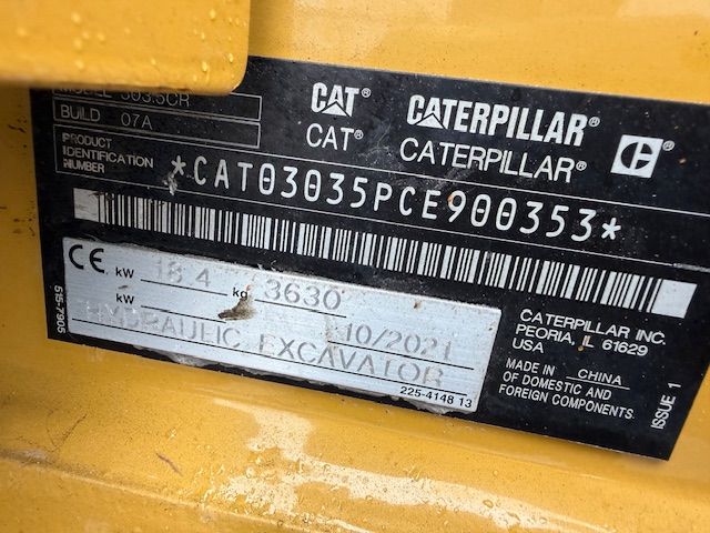 CAT 303.5Ecr bj21 1750u 3.7T SLP/SRT A/C Minikraan Minigraver