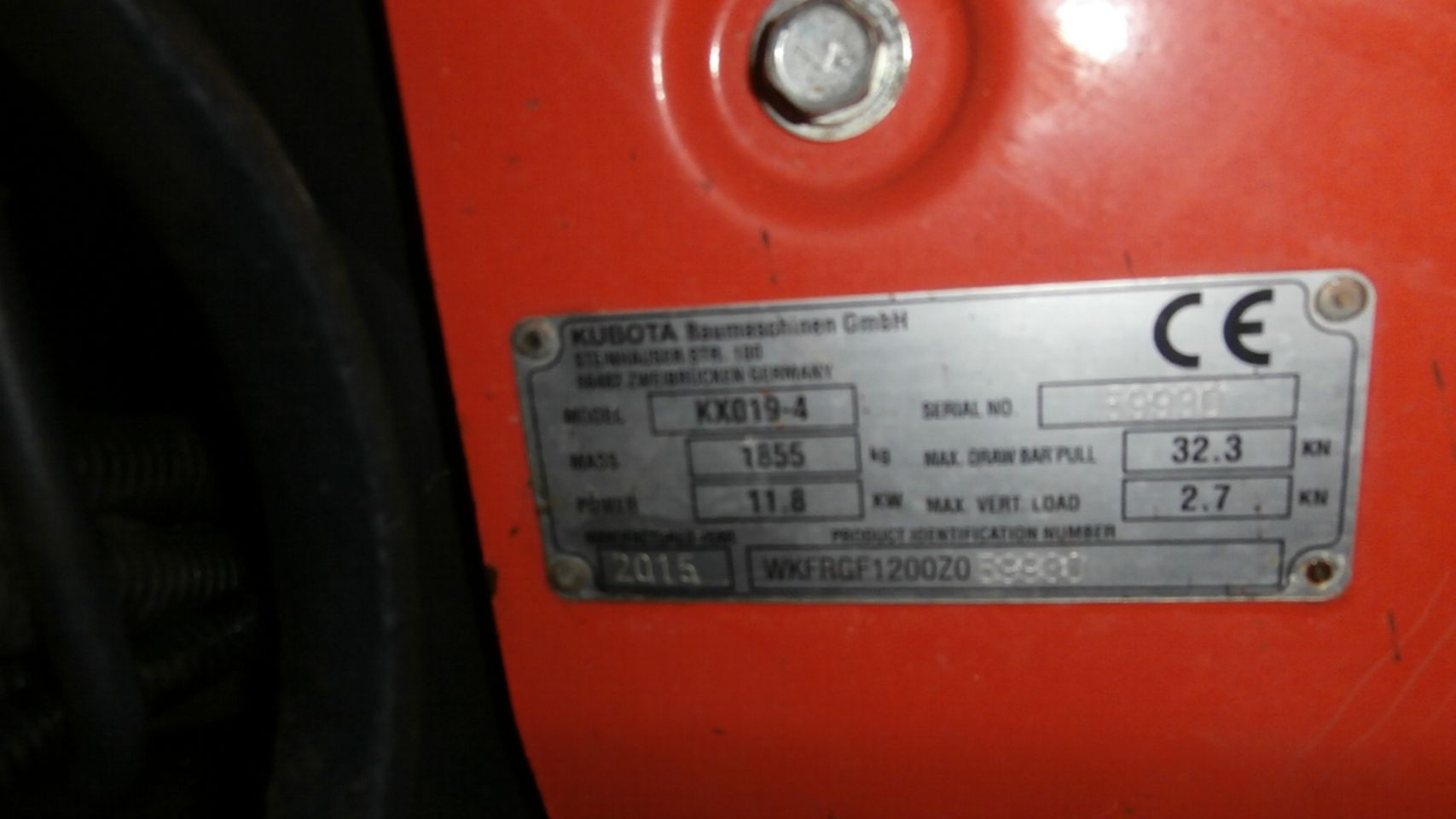 Kubota 19-4 3712 uur €15750,00