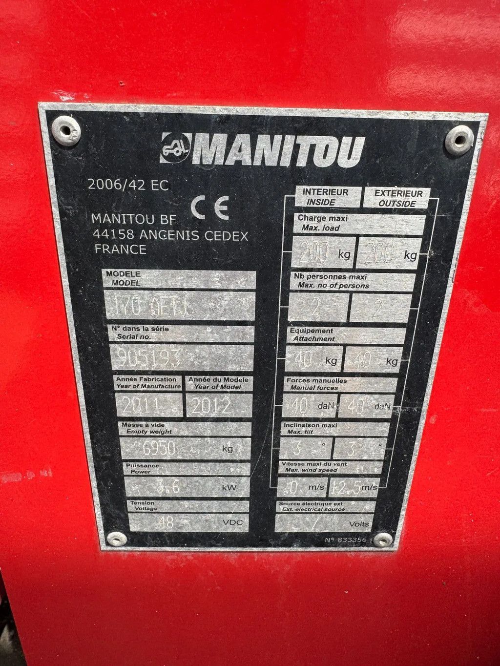 Manitou 170AETJ L Hoogwerker Knikarmhoogwerker