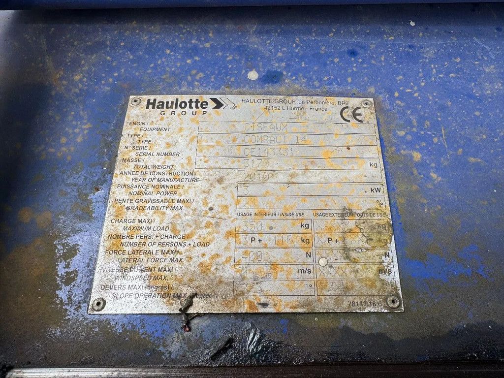 Haulotte Compact 14 Hoogwerker Schaarhoogwerker