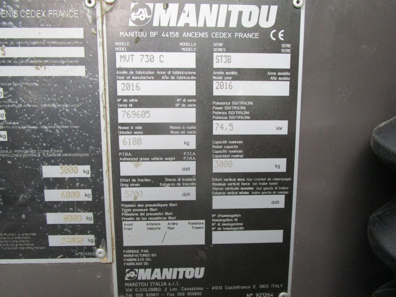 Manitou mvt mlt 730 2016 2300 uren merlo jcb