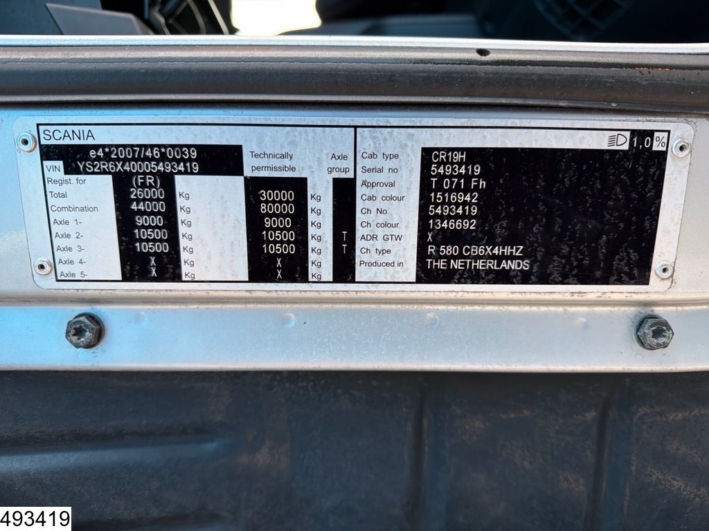 Scania R 580 6x4, EURO 6, Retarder, Standairco