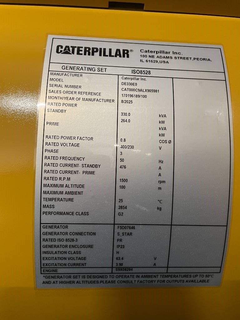 CAT DE330E0 - C9 - 330 kVA Generator - DPX-18022