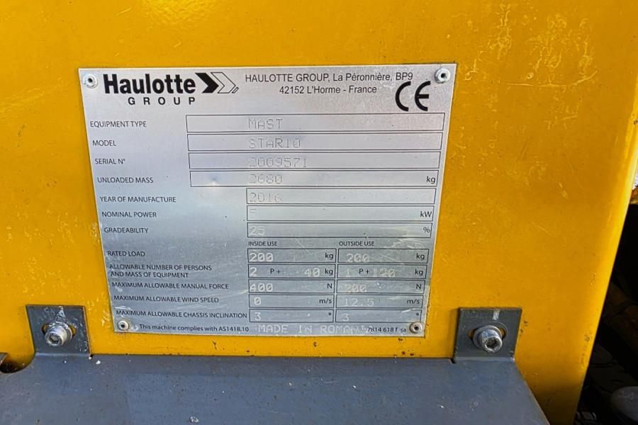 Haulotte STAR 10 Electric, 10m Working Height, 3m Reach, 20