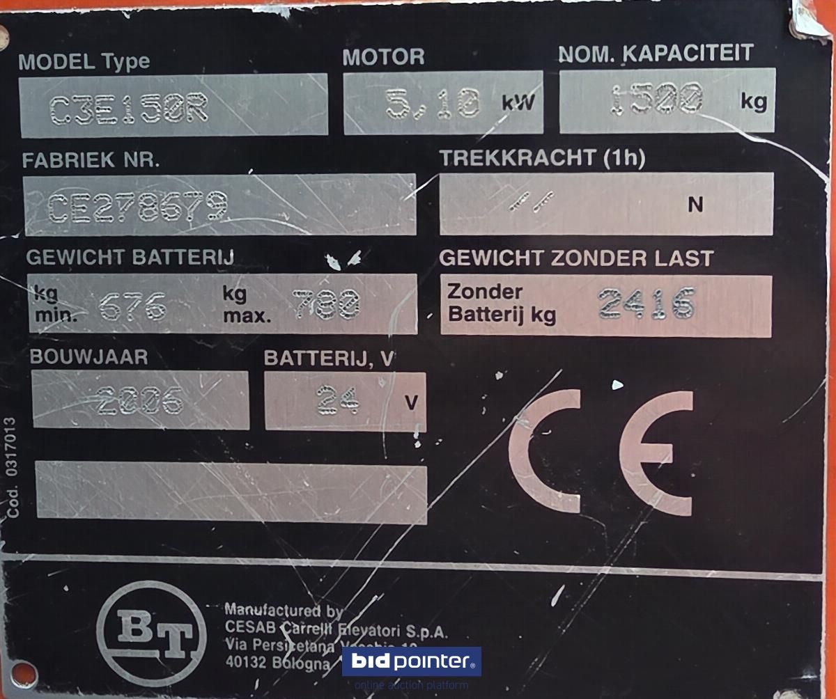 Elektrische heftruck BT C3E150R side shift