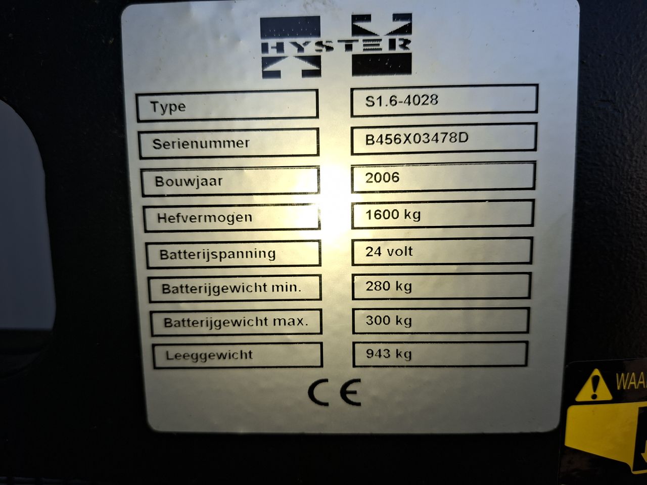 Hyster S1.6 Elektrische stapelaar triplo free lift 4m 1600 kg