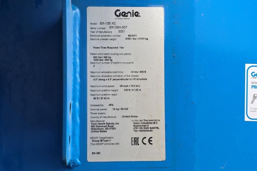 Genie SX135XC Diesel, 43m Working Height, 27.5m Reach, B