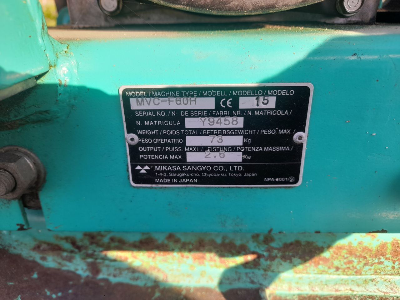 Mikasa diesel trilplaat Dynapac benzine trilplaat