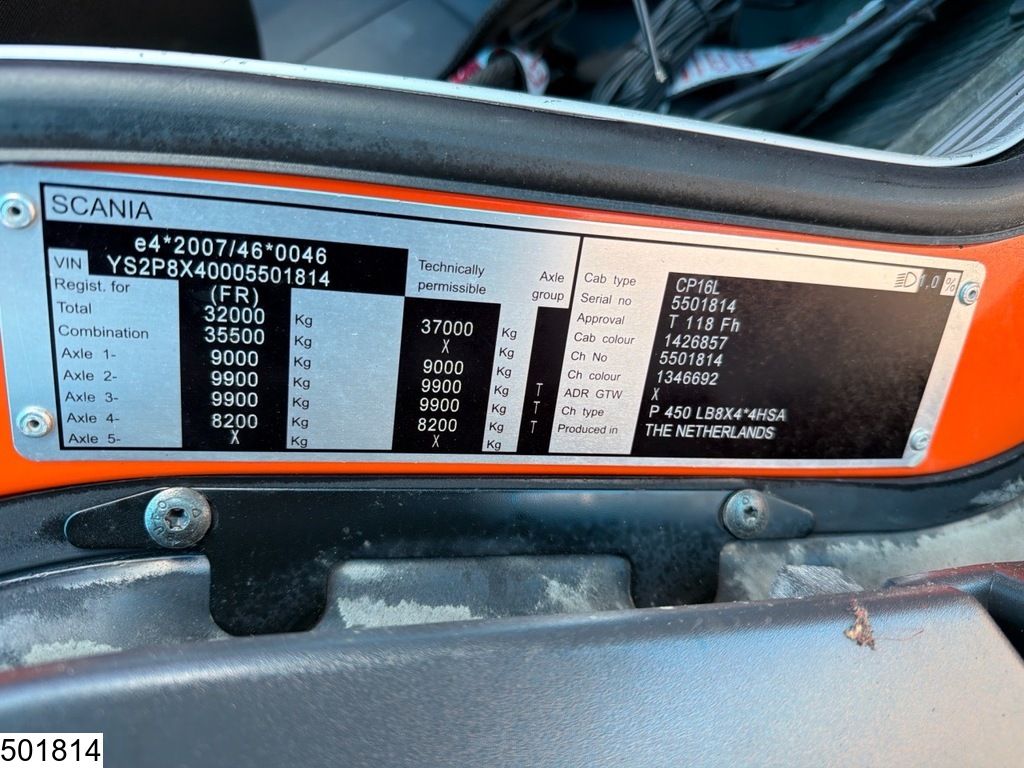 Scania P 450 8x4, EURO 6, Retarder, PTO, Hiab
