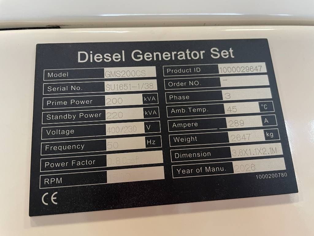 Cummins 6CTAA8.3-G2 - 220kVA Generator - DPX-20035