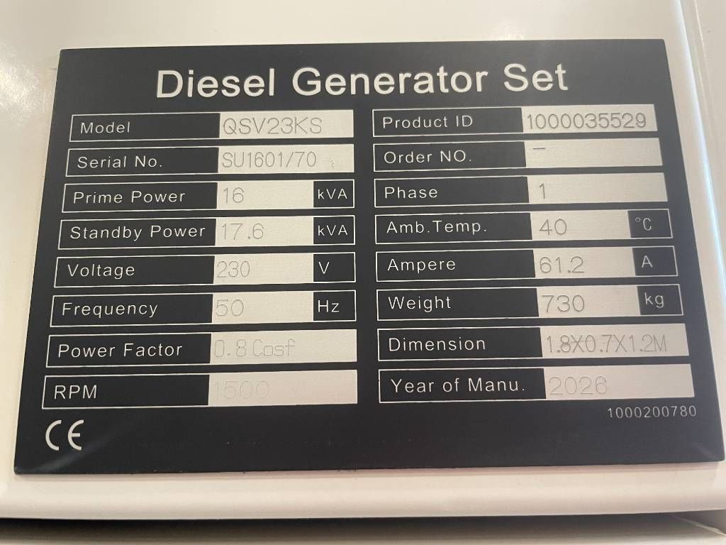 Kubota V2403-M-DI-BG - 25kVA Generator - DPX-20031