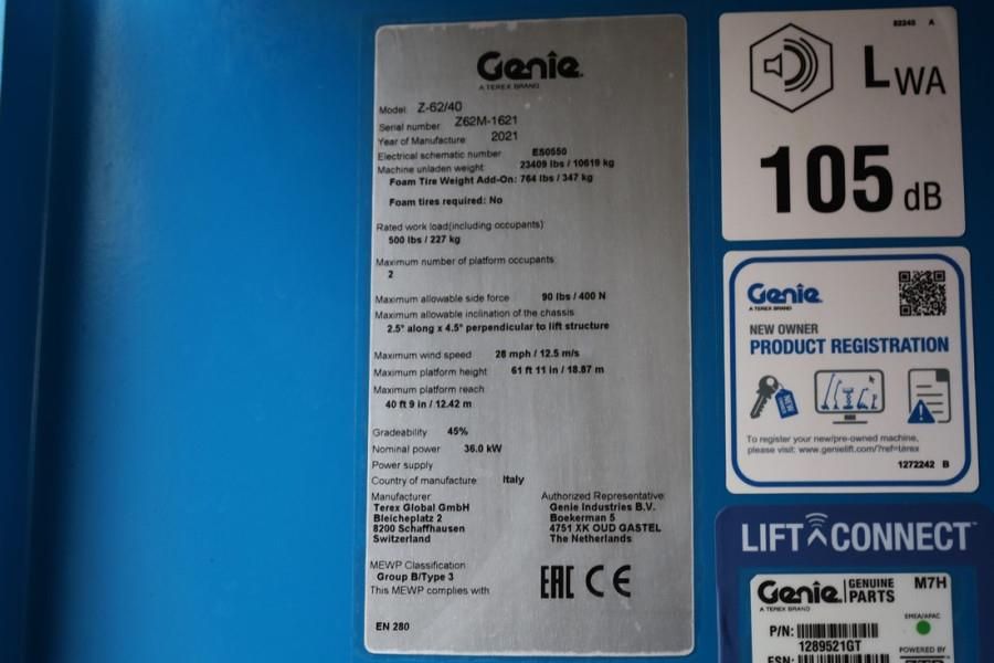 Genie Z-62/40 Diesel, 4x4 Drive, 21m Working Height, 12.