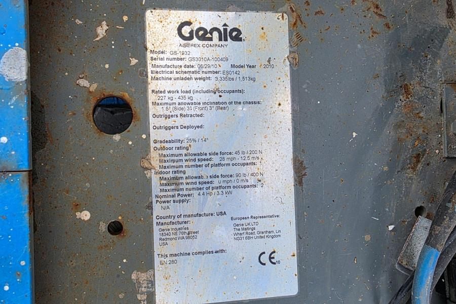 Genie GS1932 Electric, Working Height 7.8 m, 227kg Capac