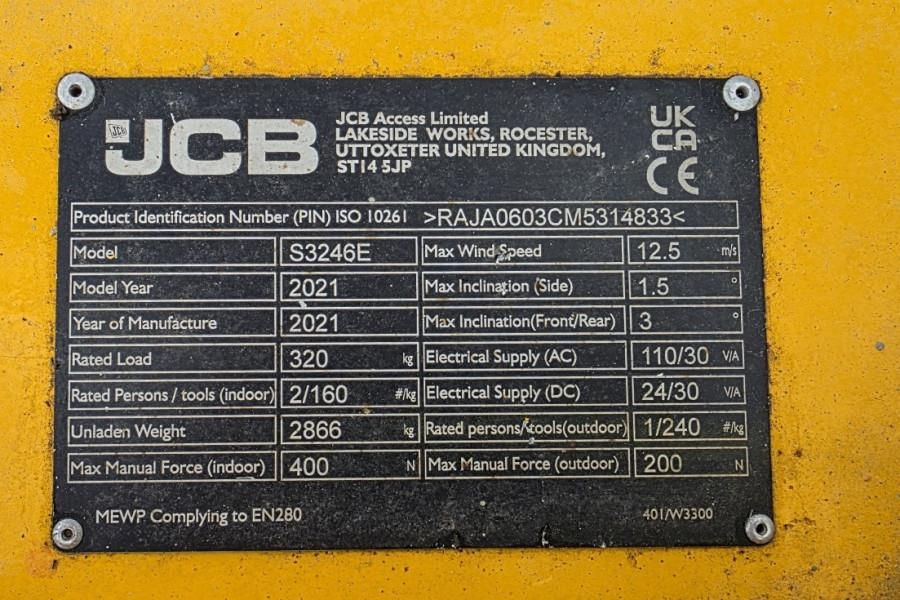 JCB S3246E Electric, 12m Working Height, 320kg Capacit