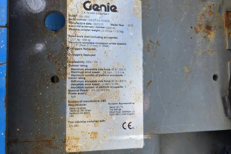 Genie GS1932 Electric, Working Height 7.8 m, 227kg Capac