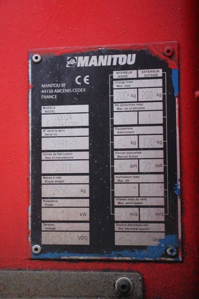 Manitou 100 VJR Evolution Elektrische Gelenkteleskoparbeitsbühne 9,9 m 2011