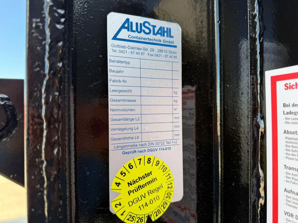 Alustahl open container 22m3 met franse deur