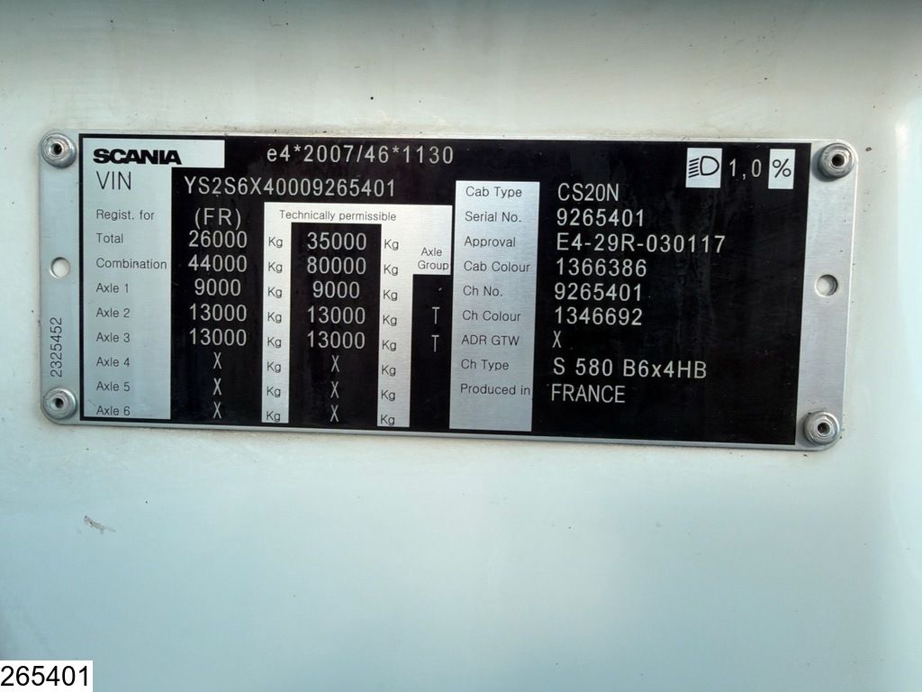 Scania S 580 6x4, Retarder, Standairco