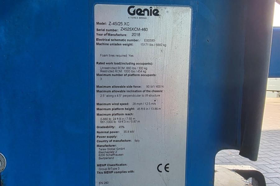 Genie Z45/25 XC Diesel, 4x4 Drive, 16m Working Height, 7