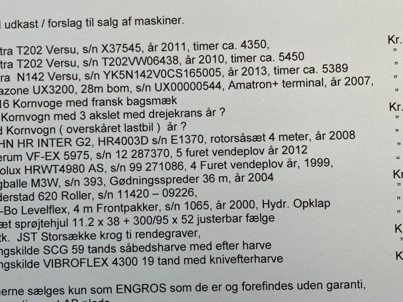 Diverse Maskiner Sælges For Kunde