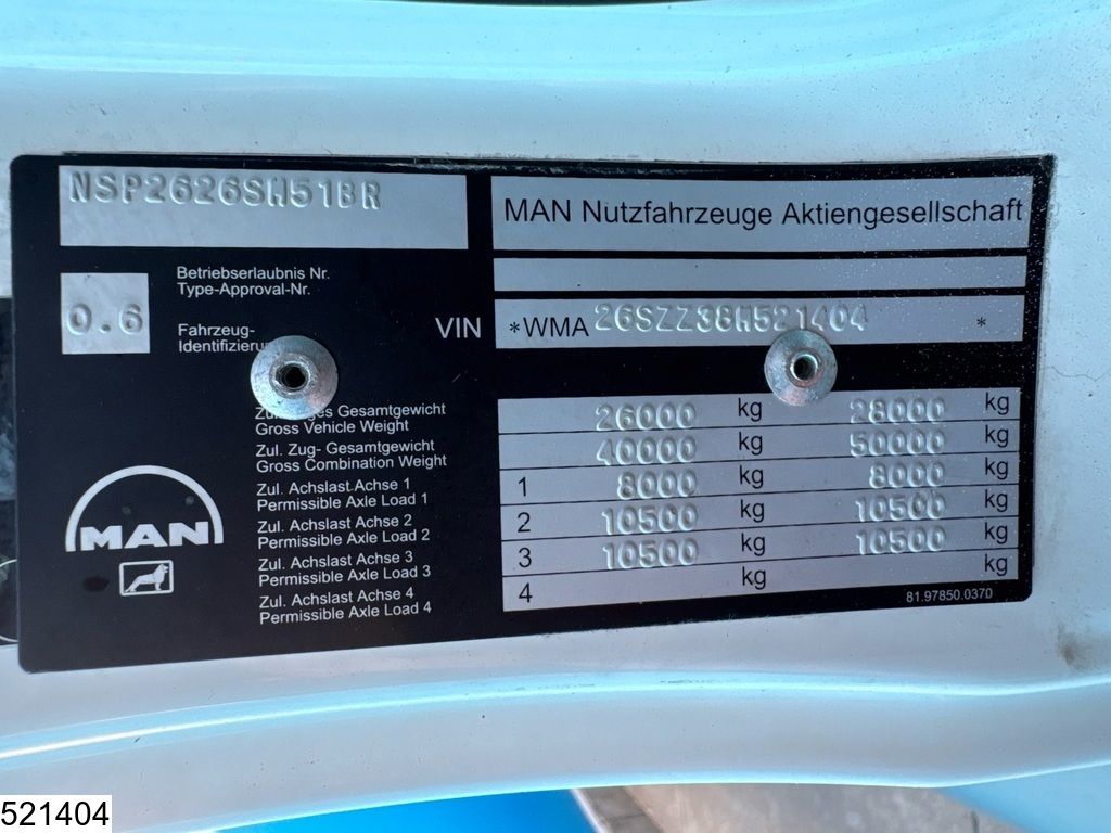 MAN TGS 26 360 6x4, EURO 4, Palfinger, Manual, Steel suspension