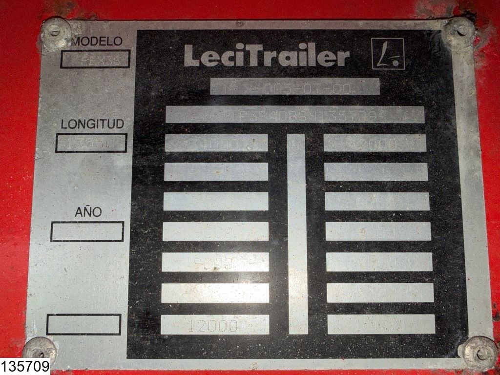 Lecitrailer open laadbak 38,000 kg, 7.02 m extendable
