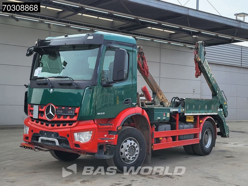Mercedes Arocs 1833 4X2 Meiller Ak 12 LT skiploader Steelsuspension Big-Axle Automatic Euro 6