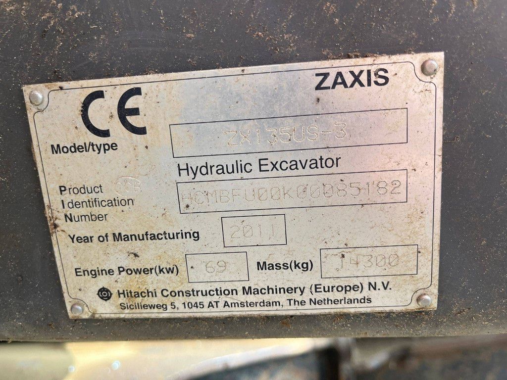 Rupsgraafmachine Zaxis ZX135US-3 Diesel 2011