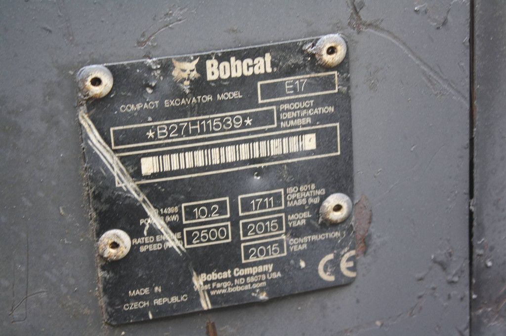 Mini excavator Bobcat E17 Diesel 2015