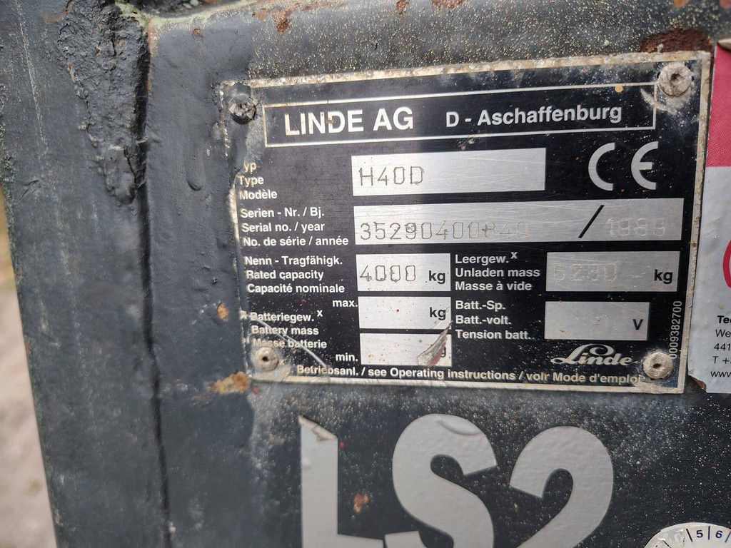 Linde H40D Diesel-Gabelstapler 4000 kg 1989