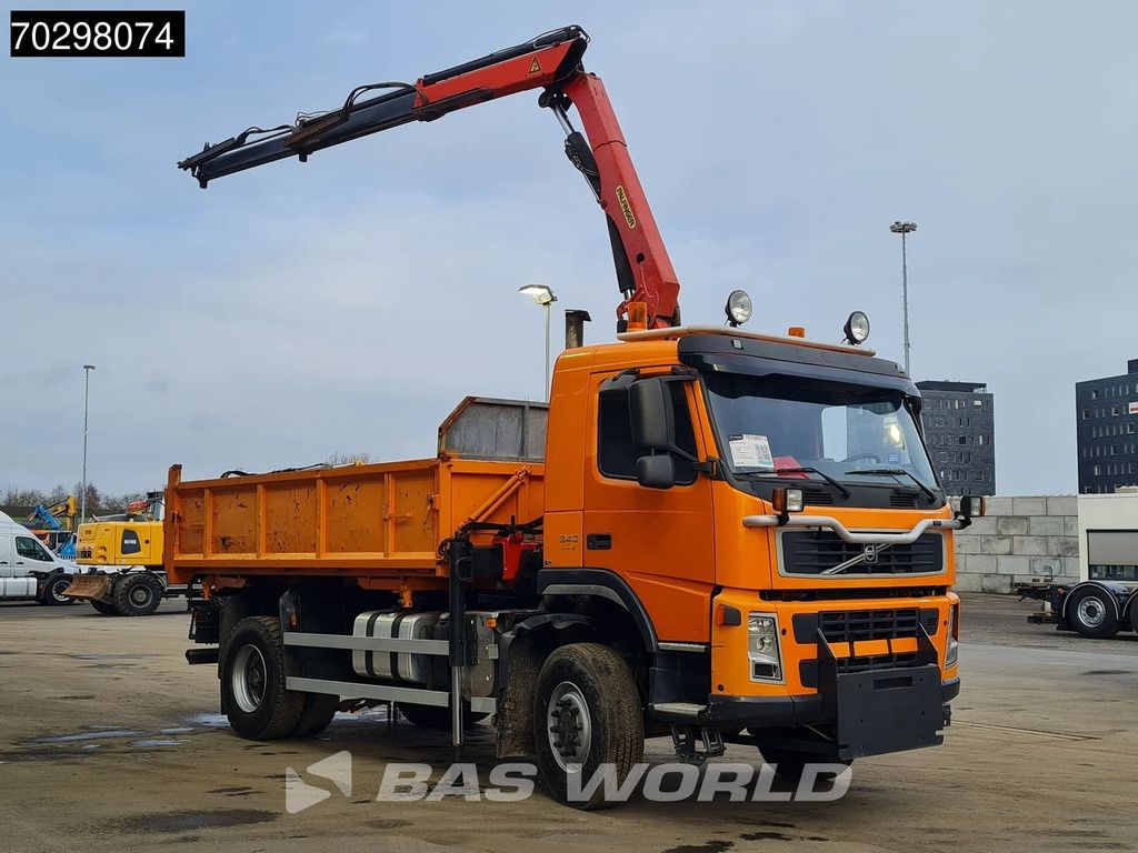 Volvo FM FM 340 4X4 4x4 Palfinger PK10501 Crane Kran 8m3 3-side Tipper Big-Axle Full Steel