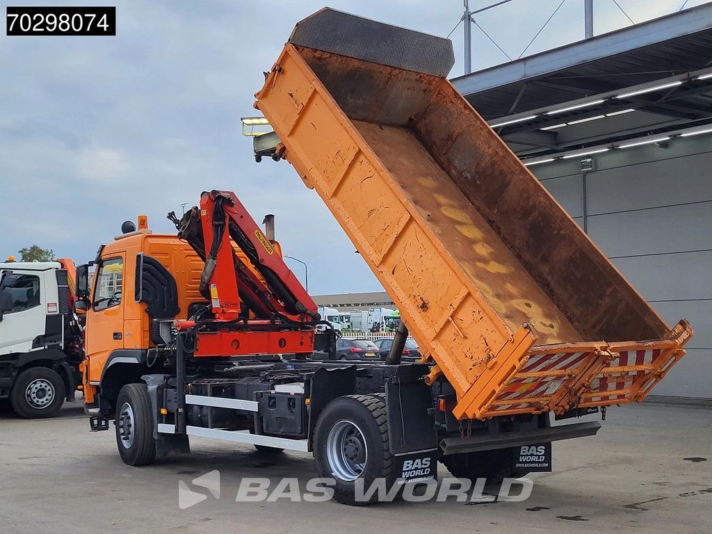 Volvo FM FM 340 4X4 4x4 Palfinger PK10501 Crane Kran 8m3 3-side Tipper Big-Axle Full Steel