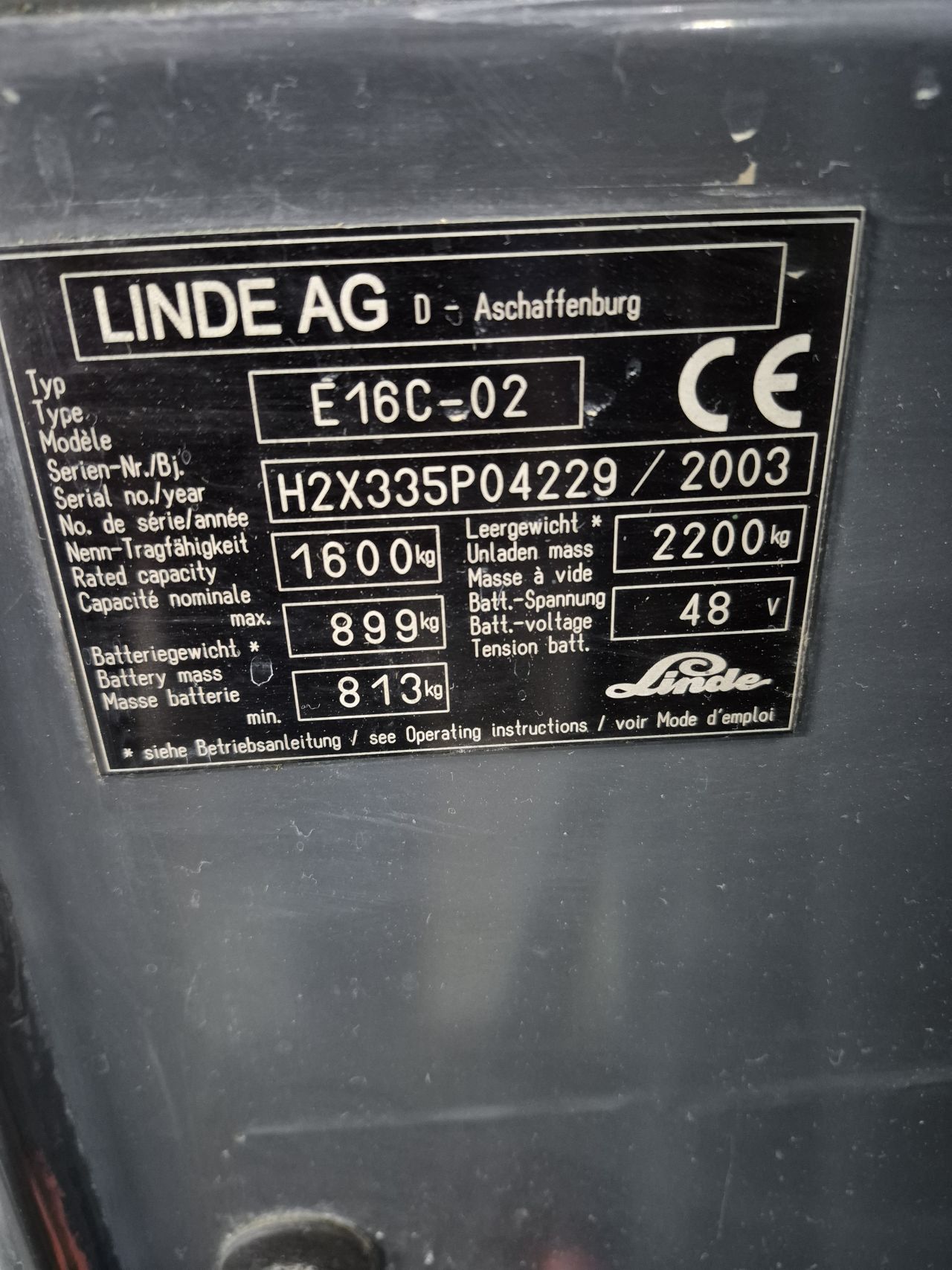 Linde E16C-02 triplex sideshift 4.470 mm 2003 6430 uur