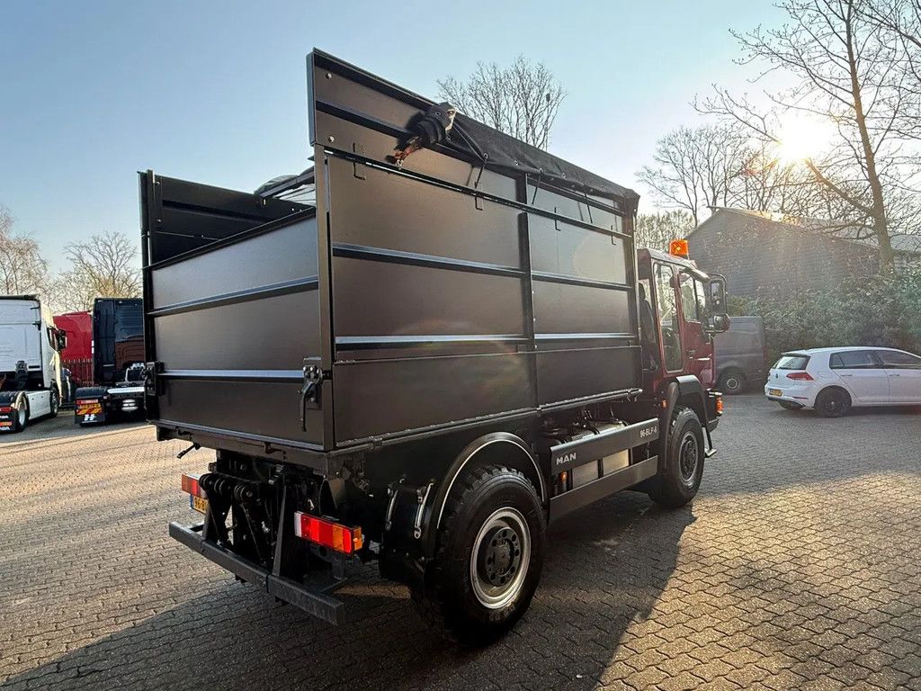 MAN 10.163 4x4 63.042KM!! PTO/Hydraulic voor+achter Aftakas Hefinrichting achter 3 Zijden kipper