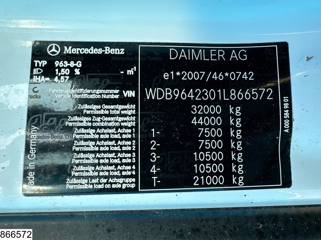 Mercedes Actros 3245 8x4, Euro 6, leaf suspension, PTO