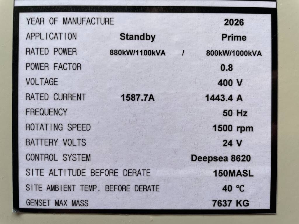 Cummins KTA38-G5 - 1100 kVA Generator - DPX-18815
