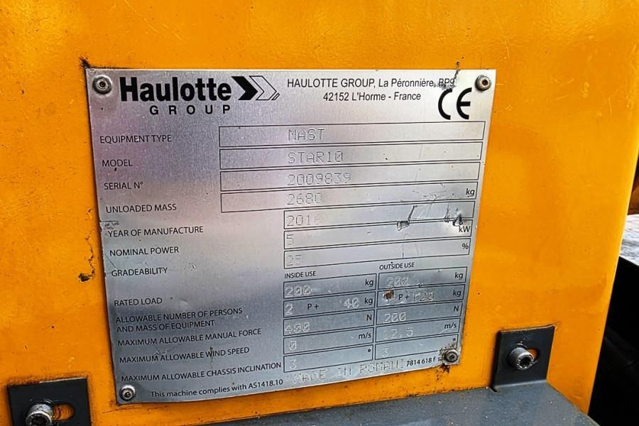 Haulotte STAR 10 Electric, 10m Working Height, 3m Reach, 20