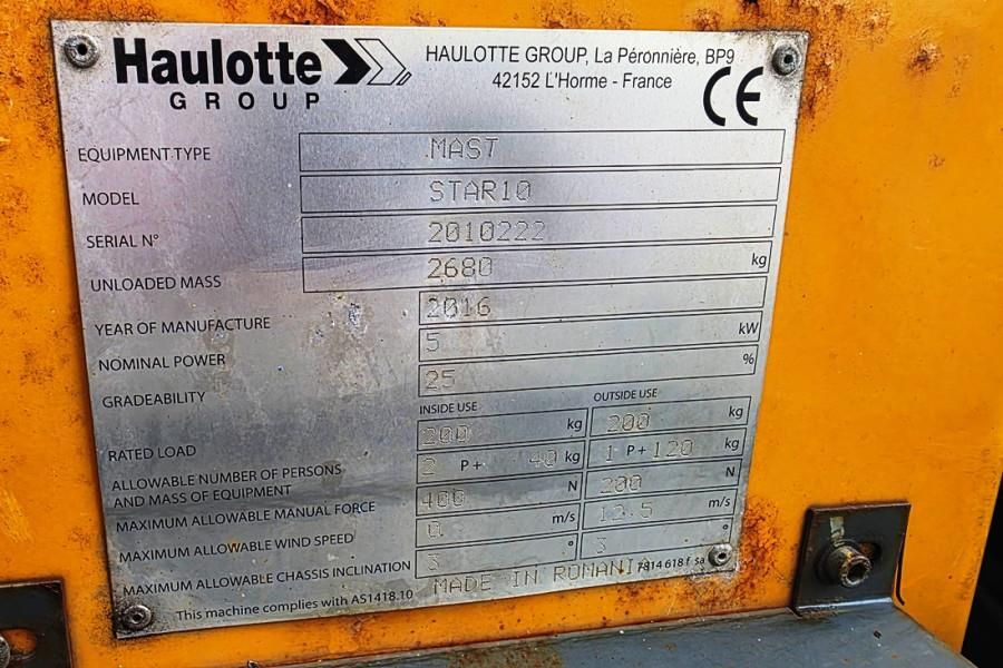 Haulotte STAR 10 Electric, 10m Working Height, 3m Reach, 20