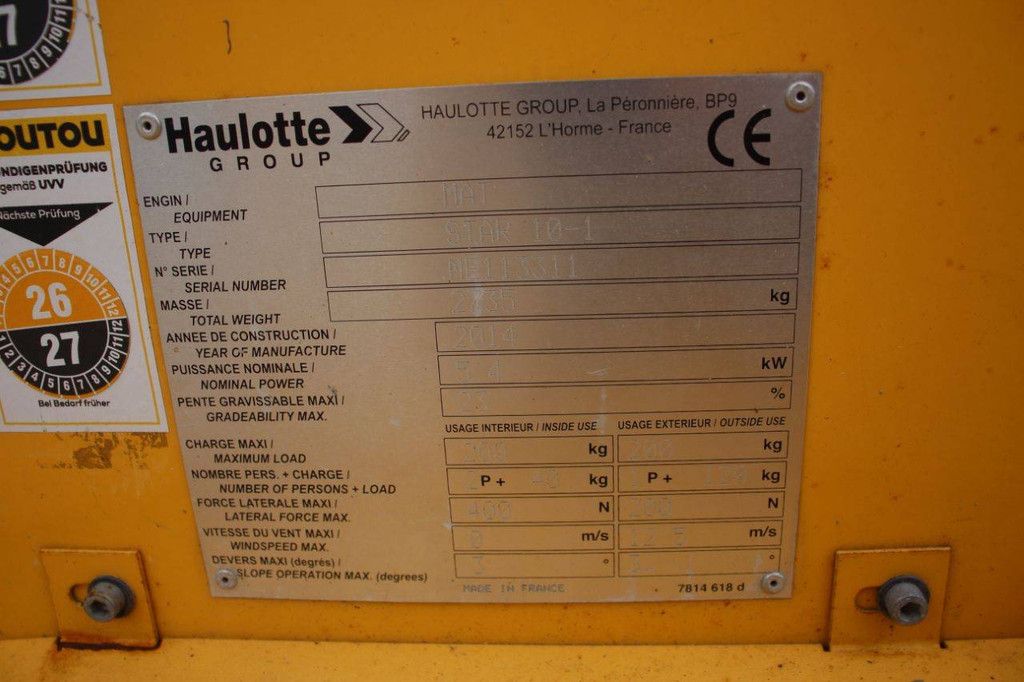 Haulotte STAR 10-1 Elektrischer Mastlift 10m 2014