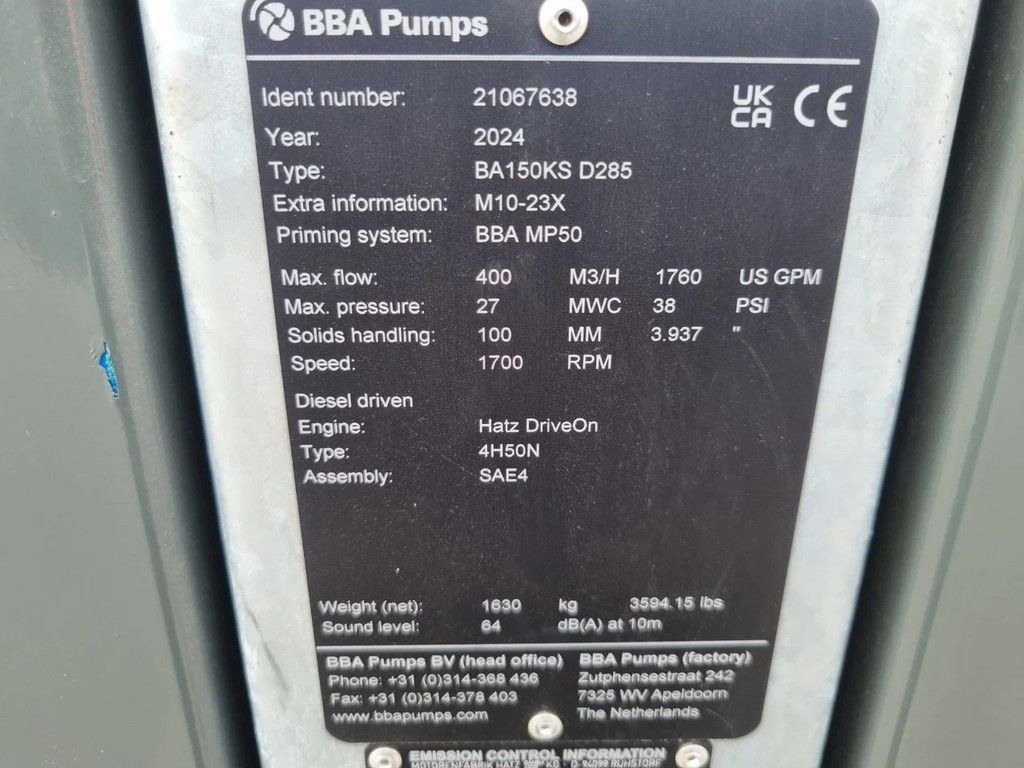 BBA BA150KS D285 with Hatz 4H50N