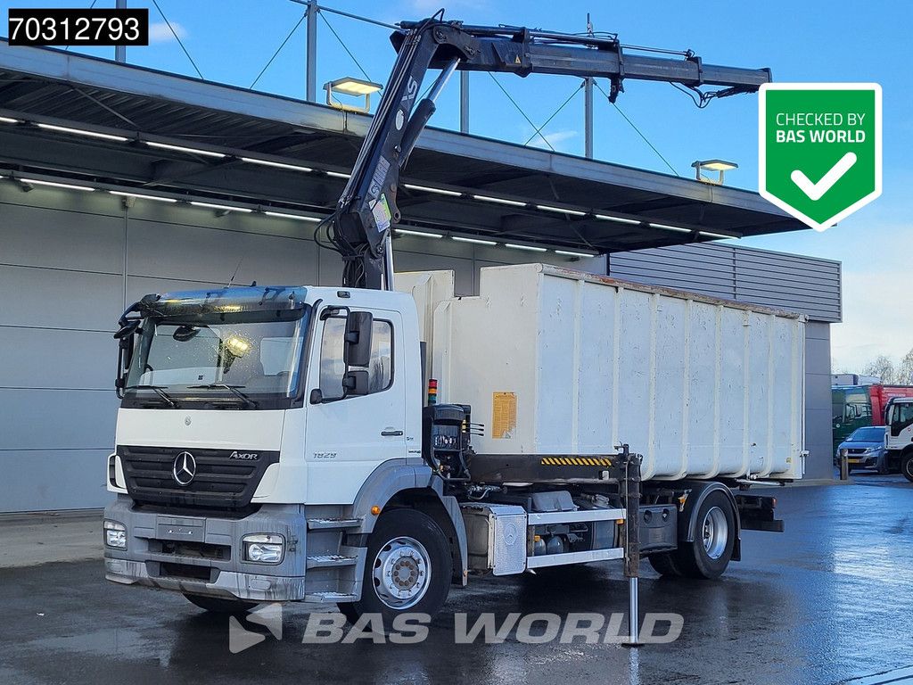 Mercedes Axor Axor 1829 4X2 HIAB 166 BS-3000 Kran Crane + Tipping container Euro 5