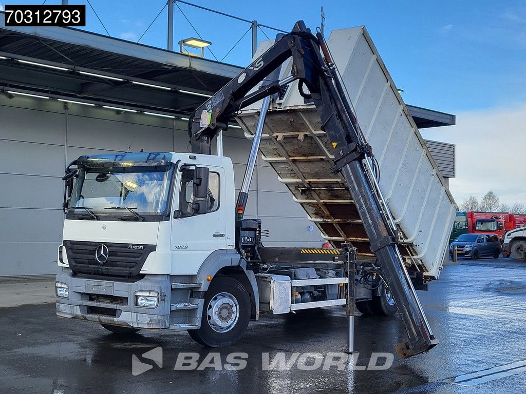 Mercedes Axor Axor 1829 4X2 HIAB 166 BS-3000 Kran Crane + Tipping container Euro 5