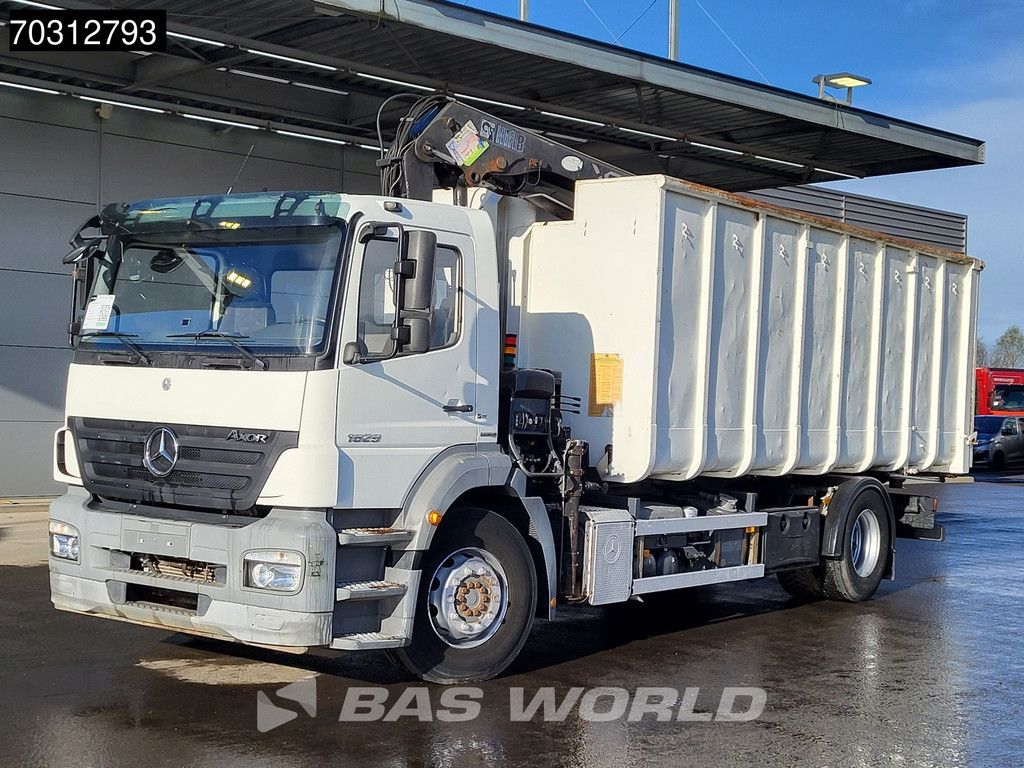 Mercedes Axor Axor 1829 4X2 HIAB 166 BS-3000 Kran Crane + Tipping container Euro 5