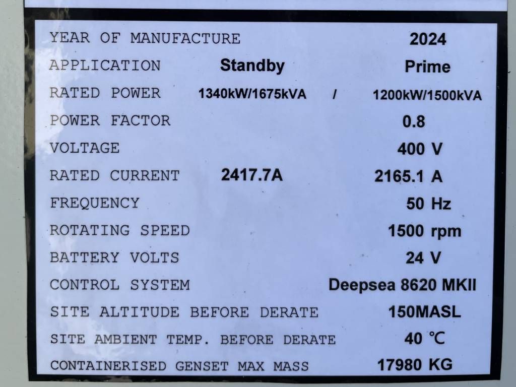 Cummins KTA50GS8 - 1.675 kVA Generator - DPX-18821