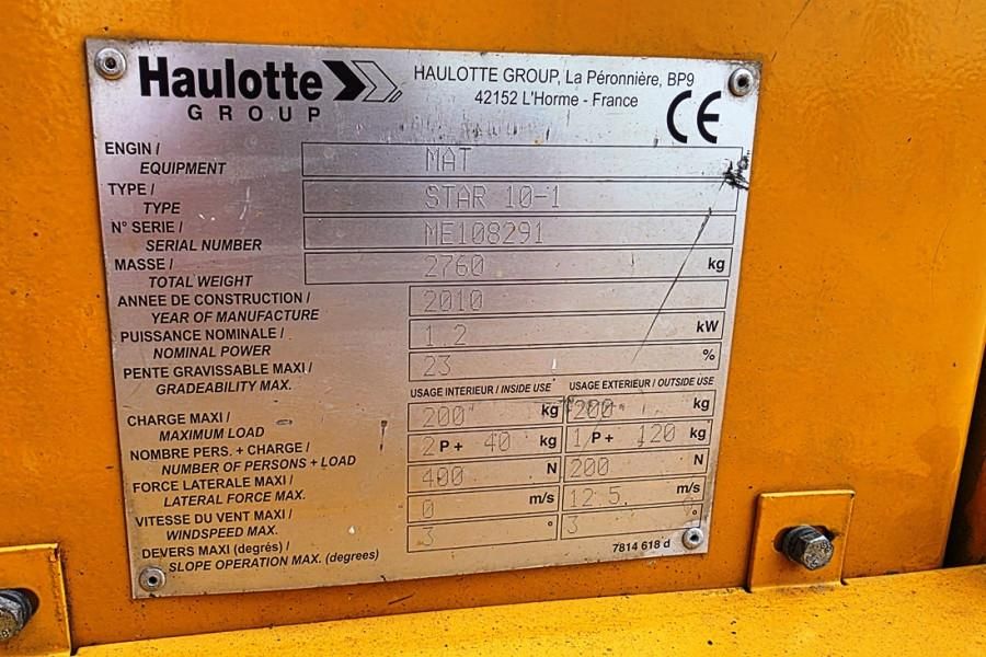 Haulotte STAR 10 Electric, 10m Working Height, 3m Reach, 20